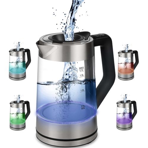 Ecosa Glas Wasserkocher Temperatureinstellung Easy Fill LED 1.7L