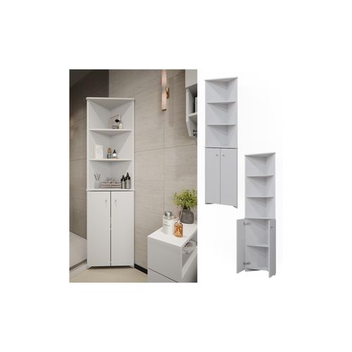 Vicco Badschrank Fynn Weiß 36 x 175 cm Eckschrank 2 Türen