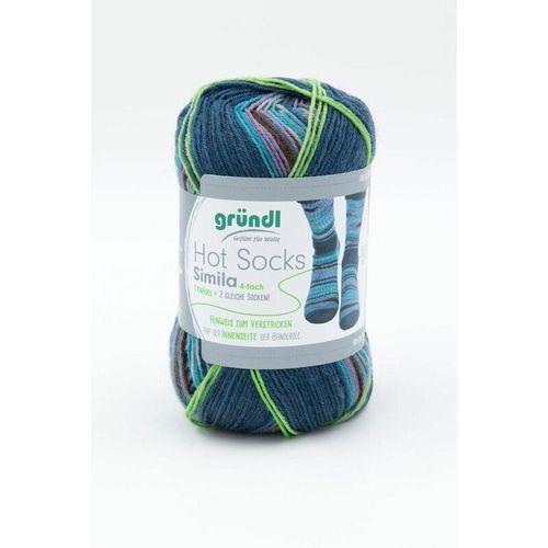 Sockenwolle Hot Socks Simila 100 g blau-jeansblau-grau-flieder-braun Sockenwolle - Gründl