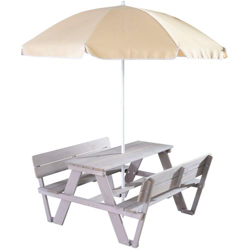 roba® Garten-Kindersitzgruppe »PICKNICK for 4 Outdoor +«, (Set, 2 tlg.), grau, mit Rückenlehnen und Sonnenschirm
