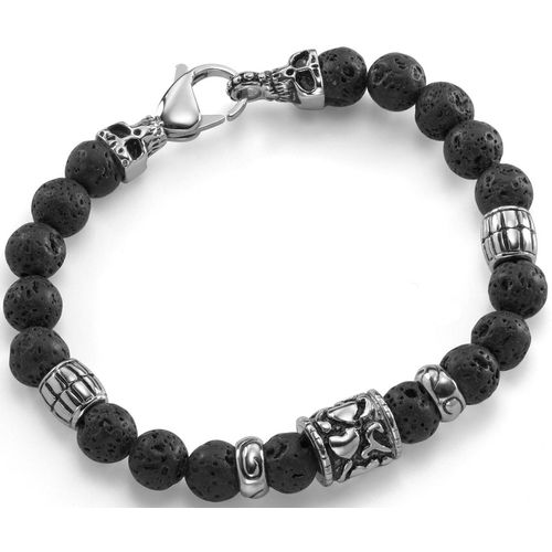 Firetti Armband »Schmuck Geschenk Armschmuck Armkette Lavastein Totenkopf«, mit Lavastein