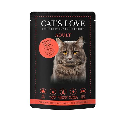 Cat's Love Nassfutter Rind Pur mit Distelöl & Löwenzahn 12x85g