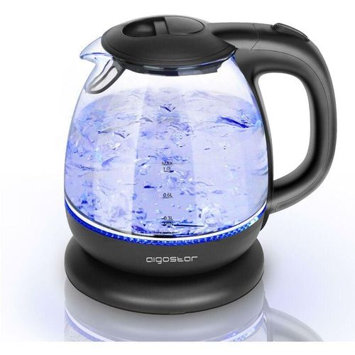 Elektrischer Glas-Wasserkocher Mit Integriertem Filter Und Blauer Led 1l 2200 W Aigostar
