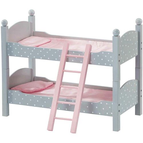 Etagenbett Puppenbett aus Holz Puppenzubehör Puppen-Möbel Olivias World TD-0095AG - Rosa/Grau