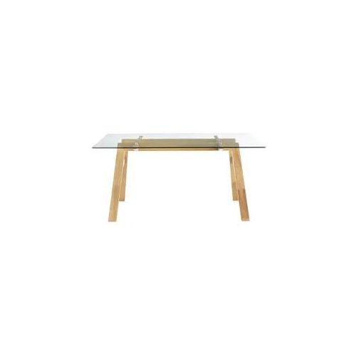 Designer-Esstisch mit transparenter Glasplatte und Holz L160 cm BACCO