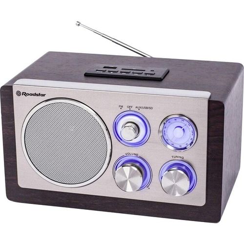 Roadstar HRA-1345N Küchenradio UKW, MW SD, AUX, USB Holz, Silber