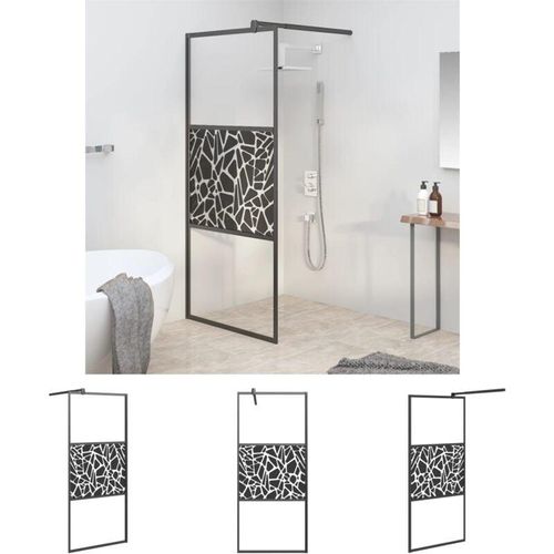 The Living Store Duschwand für Walk-In Dusche 80x195 cm ESG Steindesign Schwarz - Duschwände