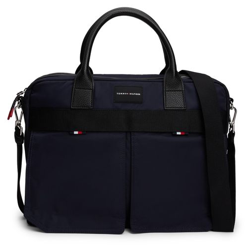 Laptoptasche TOMMY HILFIGER Gr. B/H/T: 40cm x 32,5cm x 8cm, blau (space blau) Damen Taschen