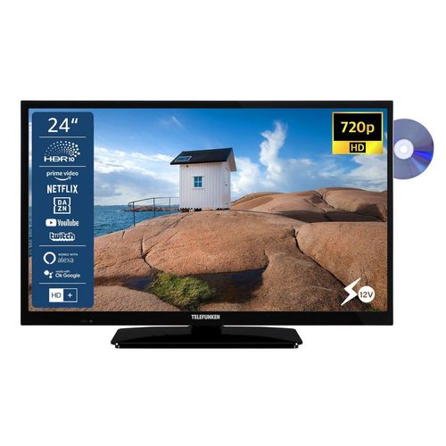 Telefunken XH24SN550MVD LCD-LED Fernseher (60 cm/24 Zoll, HD-ready, Smart TV, 12 Volt Anschluss, Triple-Tuner, DVD-Player, 6 Monate HD+ gratis), schwarz