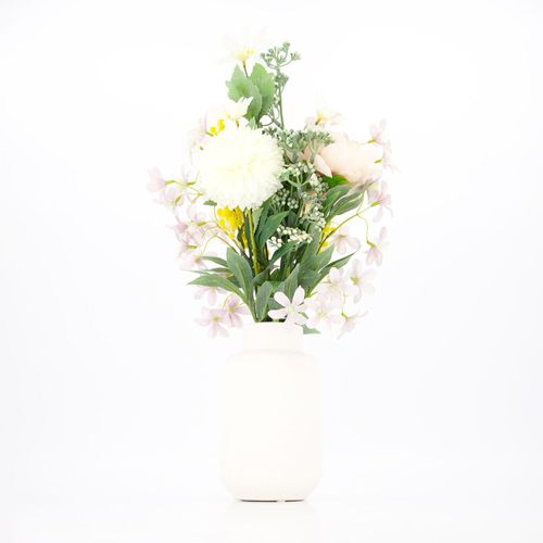 Pastellfarbener künstlicher Blumenstrauß in Vase 55x26cm