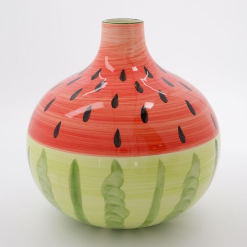 Rosa-grüne Vase mit Wassermelonenmotiv 25x25cm