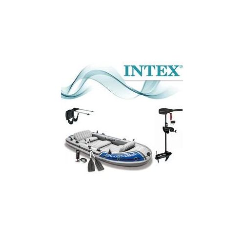 Intex Motorbootset Schlauchboot Excursion 5 + Heckspiegel + Elektromotor TRS 62