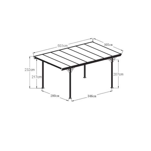 Carport Flach anthrazit, inkl. Endkundenlieferung, 305x503cm