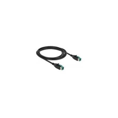 PoweredUSB 12V Kabel, Stecker > Stecker schwarz, 2 Meter