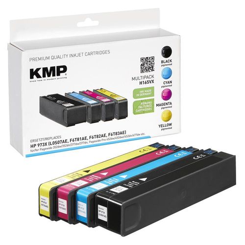 KMP Druckerpatronen H165VX schwarz, cyan, magenta, gelb kompatibel zu HP 973X (L0S07AE, F6T81AE, F6T82AE, F6T83AE), 4er-