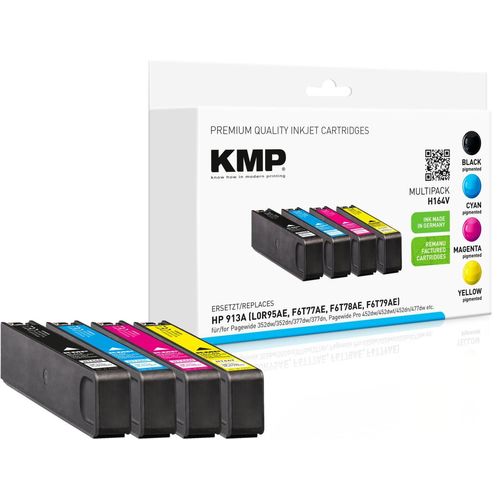 KMP Druckerpatronen H164V schwarz, cyan, magenta, gelb kompatibel zu HP 913A (L0R95AE, F6T77AE, F6T78AE, F6T79AE), 4er-S