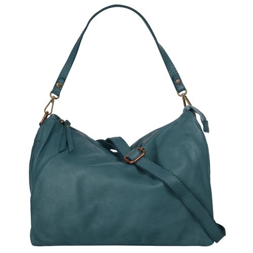 Umhängetasche SAMANTHA LOOK, Damen, Gr. B/H/T: 32cm x 25cm x 14cm onesize, blau, Leder, unifarben, leicht glänzend, Taschen, echt Leder, Made in Italy