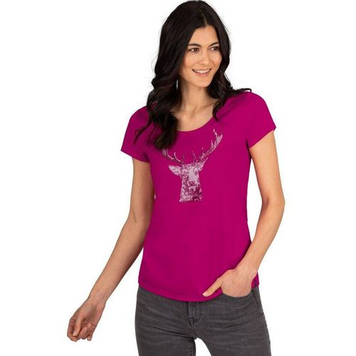 Trigema T-Shirt TRIGEMA T-Shirt Glitzer-Hirsch (1-tlg), rosa