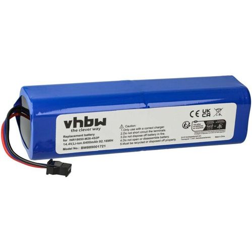 vhbw 1x Akku kompatibel mit Viomi S9, D800 Saugroboter (6400 mAh, 14,4 V, Li-Ion)