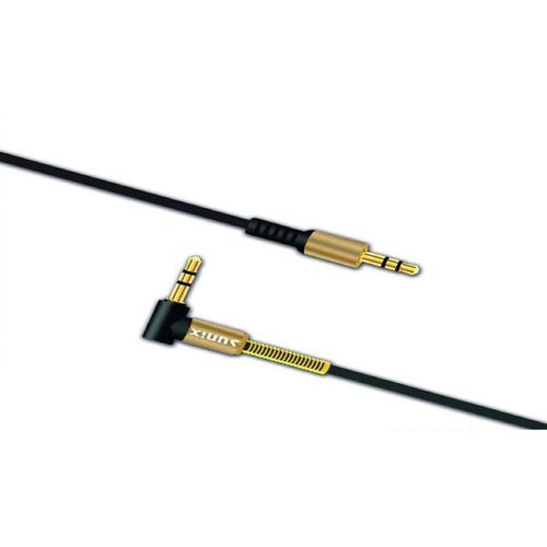 Sunix - 1m Aux Kabel 3.5 mm Klinke Eingang Einfach Audio für Lautsprecher Android Handy Tablet Autoadio pc Anlage Hifi Schwarz/Gold