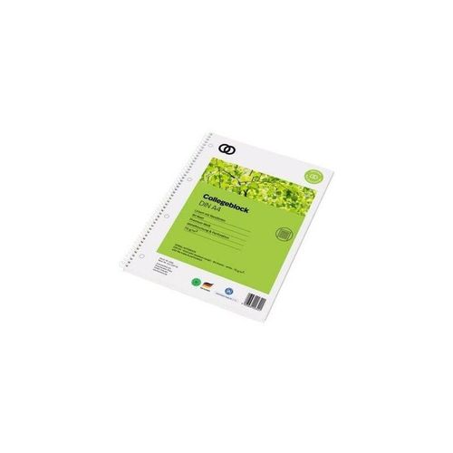 Collegeblock oeco Recycling din A4 liniert 70g/m² 100 % Recyclingpapier grün 80 Bl.