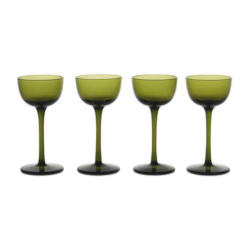 ferm LIVING - Host Likörglas, moosgrün (4er-Set)