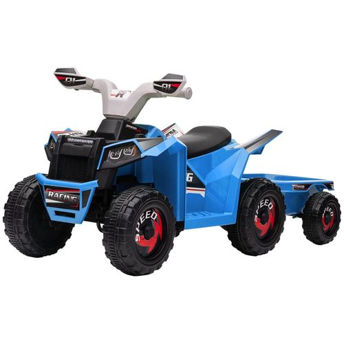 Kinderquad Kinder Elektro-Quad, 6V Elektroauto mit Anhänger Metall Blau