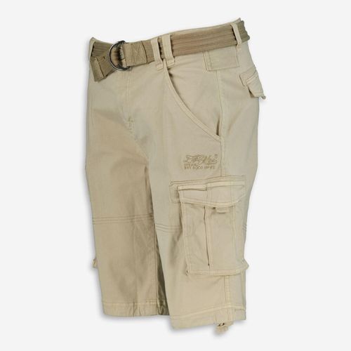 Beigefarbene Cargo-Shorts mit Gürtel