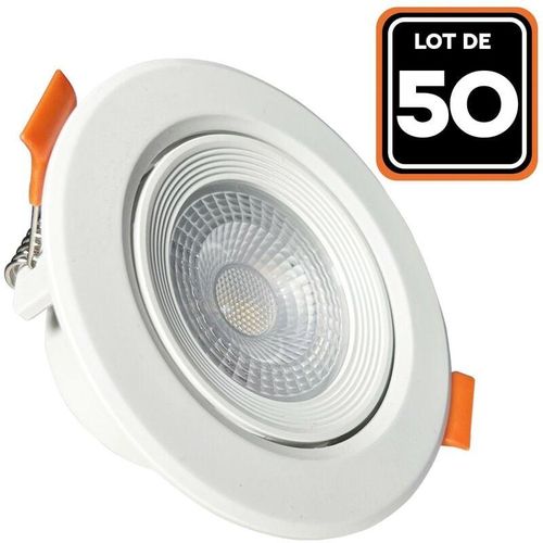 Lot de 50 Spots LED Encastrable Rond 5W - Blanc Froid 6500K