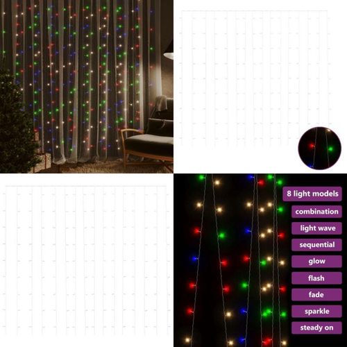LED-Lichtervorhang 3x3 m 300 LED Bunt 8 Funktionen - Lichtervorhang - Lichtervorhänge - Home & Living
