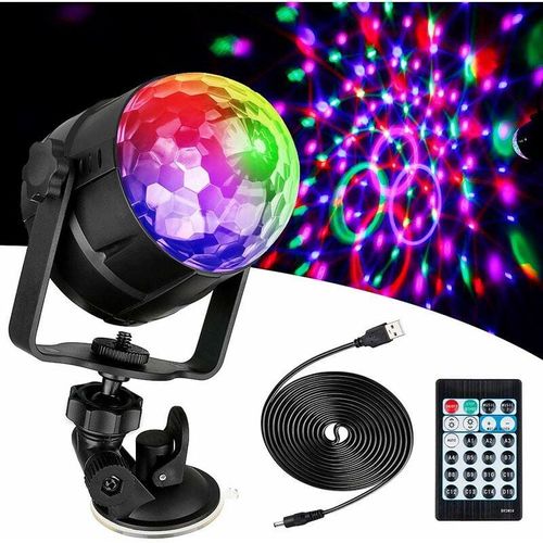 MINKUROW Discokugel Led Discolampe mit 15 Lichtformen, Disco Lichteffekte RGB Partylicht 360° drehbare Led Discokugel mit USB Kabel für Weihnachten,