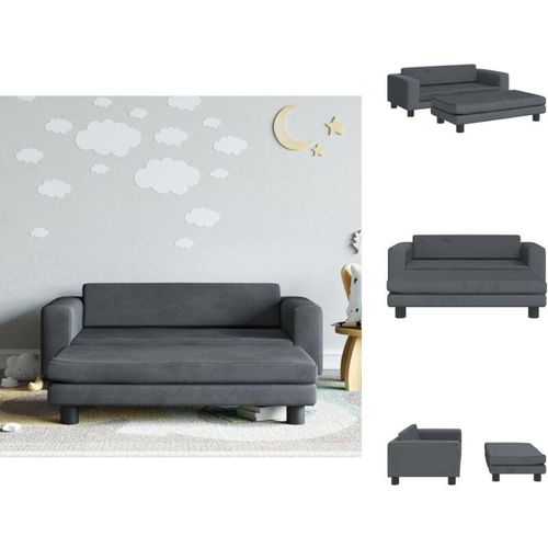 Baby- & Kleinkindmöbel - Living Kindersofa mit Hocker Dunkelgrau 100x50x30 cm Samt - Grau