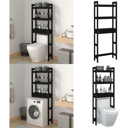 Toilettenregal Schwarz 63x26x171 cm Massivholz Kiefer - Toilettenregal - Toilettenregale - Home & Living