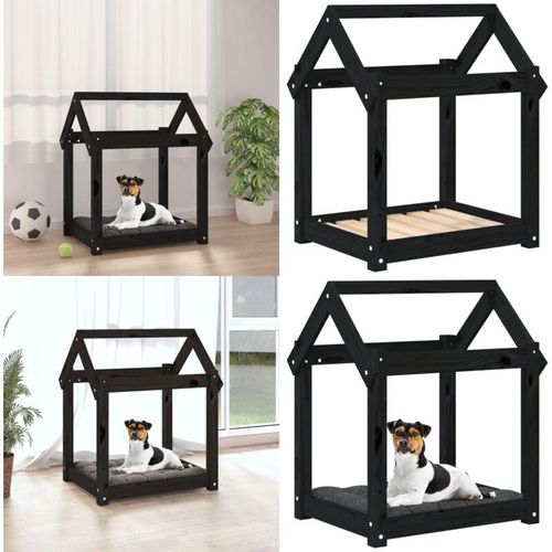 Vidaxl - Hundebett Schwarz 61x50x70 cm Massivholz Kiefer - Hundebett - Hundebetten - Home & Living - Schwarz