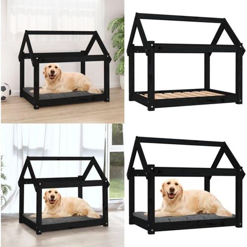 Vidaxl - Hundebett Schwarz 81x60x70 cm Massivholz Kiefer - Hundebett - Hundebetten - Home & Living - Schwarz