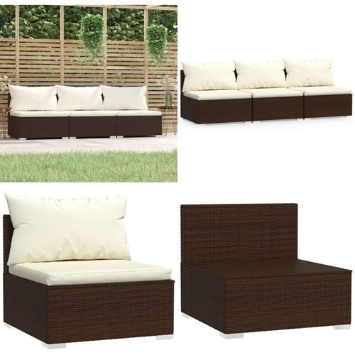 Vidaxl - 3-Sitzer-Sofa mit Kissen Braun Poly Rattan - 3-Sitzer-Sofa - 3-Sitzer-Sofas - Home & Living - Braun