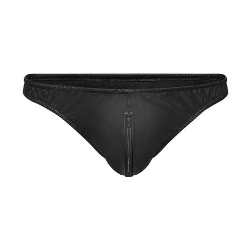 Leder-Slip mit Reißverschluss