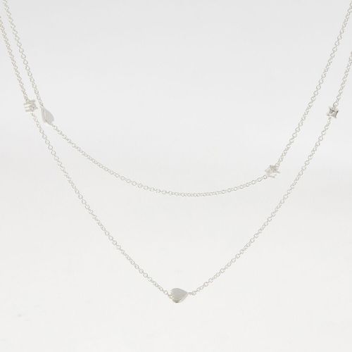Halskette mit Herz-Zwischenglieder aus Sterling Silber
