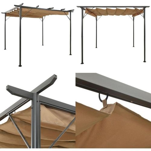 Vidaxl - Pergola mit Ausziehbarem Dach Taupe 3x3 m Stahl 180 g/m² - Pergola - Pergolas - Home & Living - Taupe