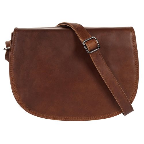 Umhängetasche CLUTY, Damen, Gr. B/H/T: 23cm x 18cm x 11cm onesize, braun (cognac), Leder, vintage, Taschen, echt Leder