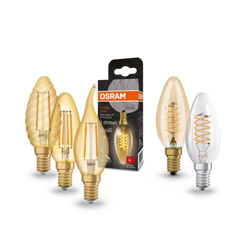 OSRAM LED-Kerzenlampe Vintage 1906, E14 Filament 4W 824 gold