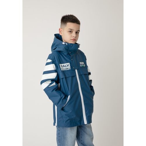 Outdoorjacke GULLIVER, Jungen, Gr. 164, blau (blau, weiß), 100% Polyester, bedruckt, mehrfarbig, casual, lang, ohne Ausschnitt, Langarm, Jacken, mit kontrast Print und Kapuze