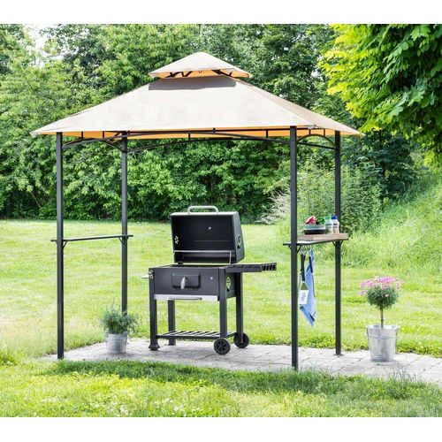 Grillpavillion, Gartenzelt Grill Pavillon Balkonpavillon Flammhemmendes Doppeldach 240 x 150 x 265 c