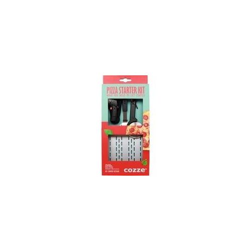 Geschenkset mit Pizzaschaufel, Thermometer und Pizzaschneider, Grillbesteck 3-teilig