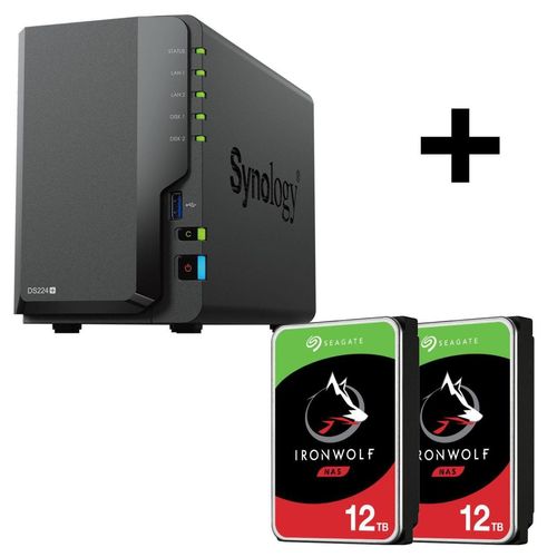 Synology DiskStation DS224+ 2 Einschübe NAS-Server Leergehäuse + 24TB Seagate IronWolf®