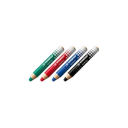 Whiteboard Marker Stabilo MarkDry, Rundpsitze, 1-10 mm, schnell trocknend, 4er Etui, schwarz/blau/rot/grün