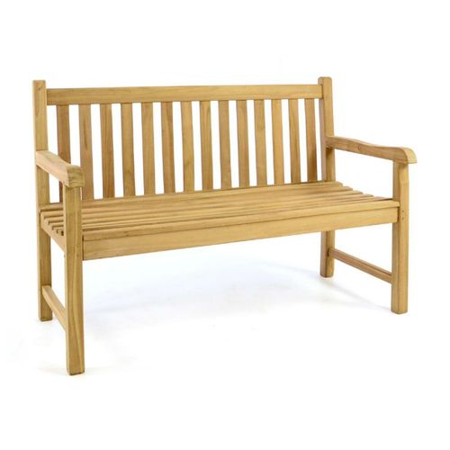 VCM 2-Sitzer Gartenbank Parkbank hochwertig massiv Teak Holz behandelt handgefertigte Landhausstil braun Maße L. 130 x B. 64 x H. 92 cm
