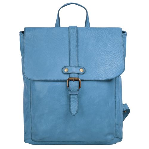 Cityrucksack SAMANTHA LOOK Gr. B/H/T: 25cm x 32cm x 7cm, blau Rucksäcke Echt Leder, Made in Italy