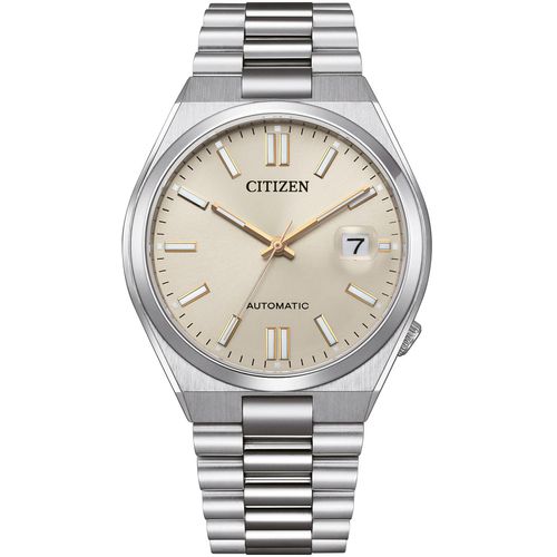 Automatikuhr CITIZEN Armbanduhren silberfarben (silberfarben, creme) Damen Armbanduhr, Damenuhr, Herrenuhr, Edelstahlarmband, Saphirglas, Datum