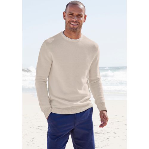 Strickpullover AUTHENTIC LE JOGGER, Herren, Gr. L (52/54), beige (creme), Strick, Obermaterial: 100% Baumwolle, unifarben, casual, regular fit, Rundhals, Langarm Bündchen, Pullover, mit Double-Layer Optik, Rundhalspullover aus reiner Baumwolle